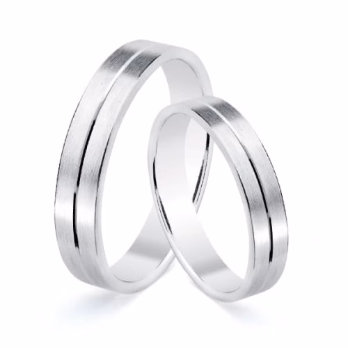 18k alianza oro blanco matizada y filo central brillo 5mm