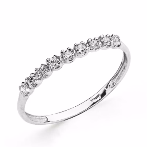 18k sortija oro blanco con 9 circonitas