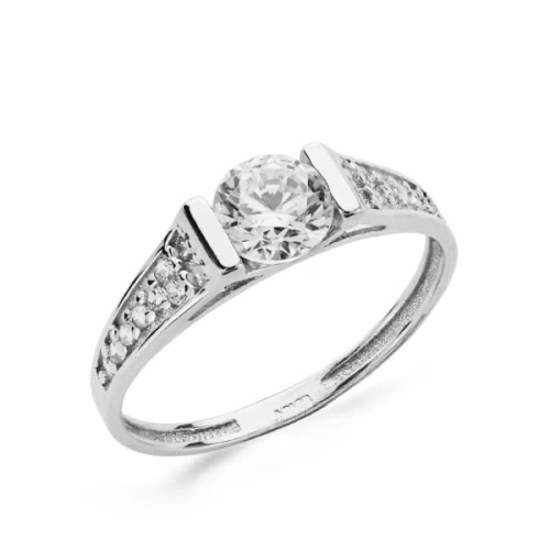 18k solitario oro blanco circonita 5 mm