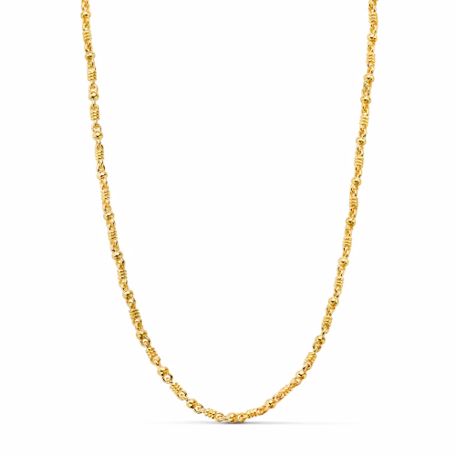 18k cadena oro amarillo maciza bola y detalle brillo. ancho: 2,7 mm largo: 50cm
