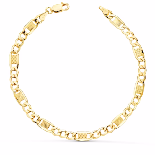 18k pulsera oro amarillo hueca eslabones 3x1 largo 19cm ancho 5 mm