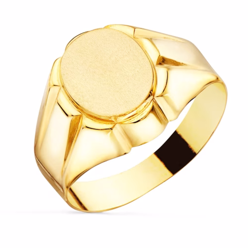 18k sello oro amarillo caballero hueco oval lateral brillo. zona grabado: 11x9 mm