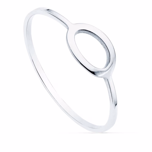 18k sortija oro blanco lisa motivo oval 8x5 mm