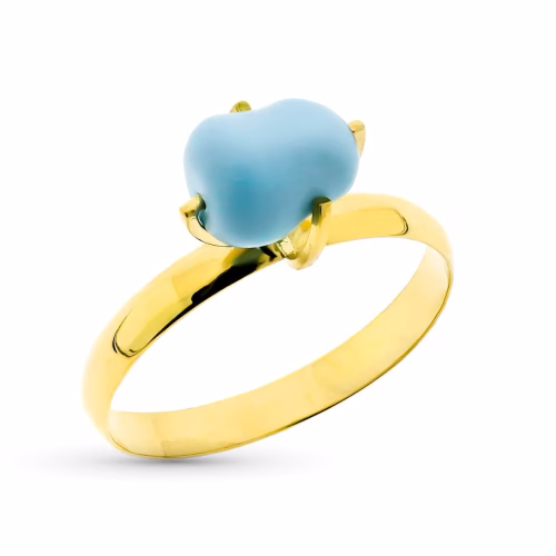 18k sortija oro amarillo garras turquesa natural arizona mediana 7x5 mm