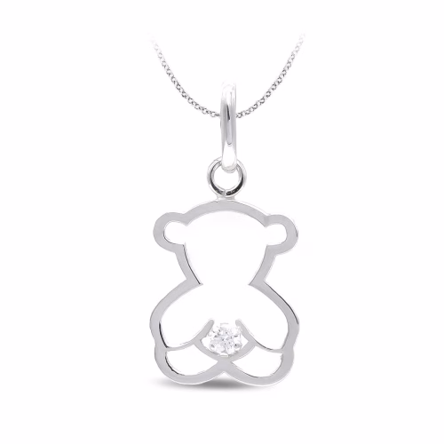 18k colgante oro blanco oso circonita oro blanco