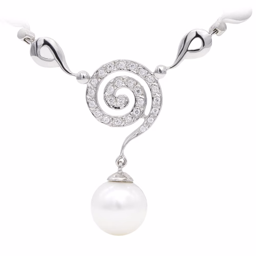 18k gargantilla oro blanco y perla 10 mm