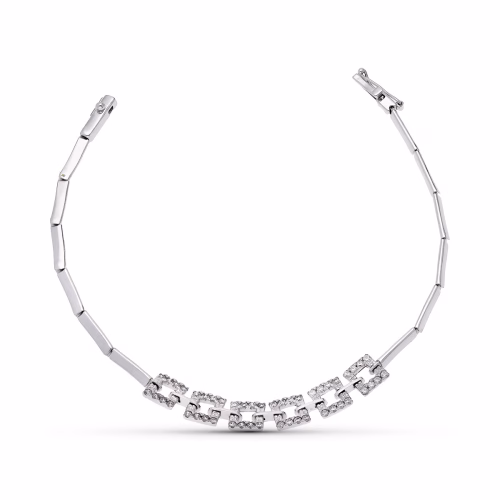 18k pulsera oro blanco cuadrados circonitas