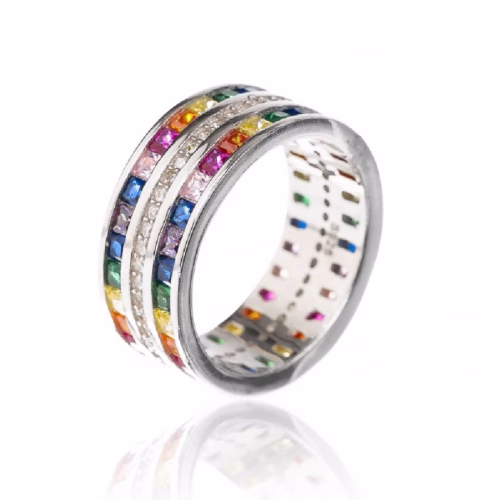 Sortija Plata Piedras Colores