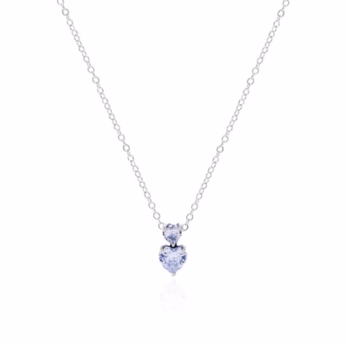 Gargantilla Plata Circonitas Corazón Doble