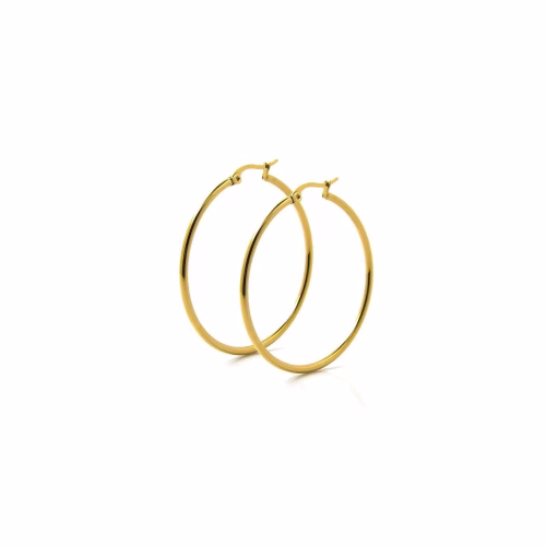 Pendiente acero aro dorado 70 mm