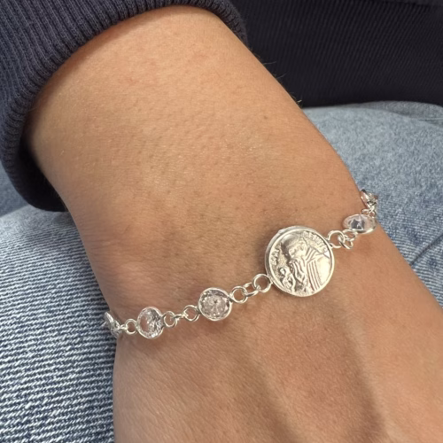 Pulsera de plata circonita San Benito