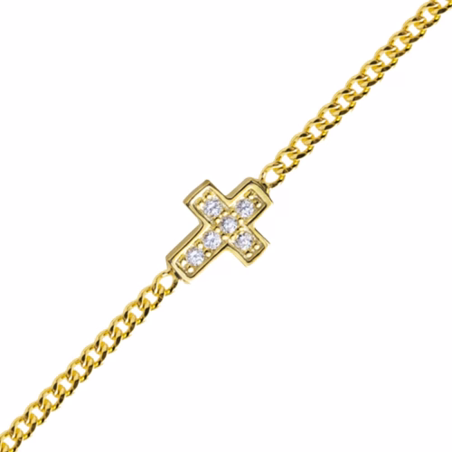 Pulsera de plata bañada en oro cruz