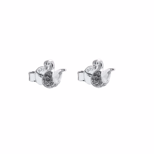 Pendientes plata microsetting cisne