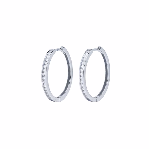 Aros de plata bañada en rodio con circonitas 22 mm