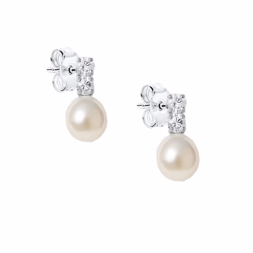 Pendiente de plata de perla acrilica