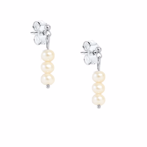 Pendiente de plata 3 bolas de nácar