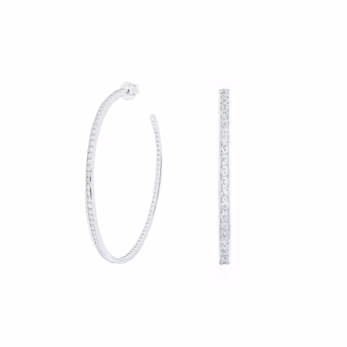 Aros de plata bañada en rodio con circonitas 50 mm