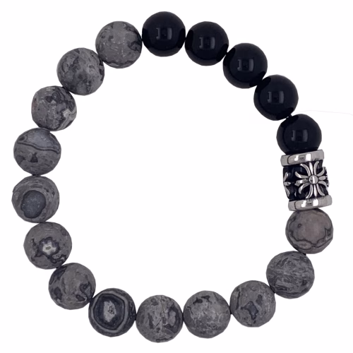 pulsera piedra jaspe picasso y azabache con motivo