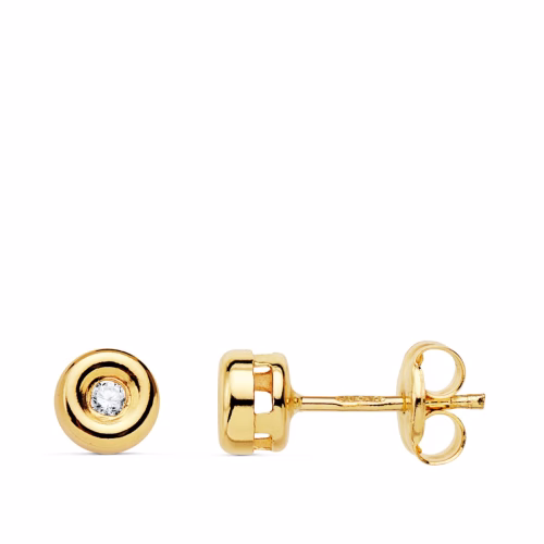 18k pendientes chaton oro amarillo diamantes laboratorio 0,030 qts vs2-g. medida: 4,8 x 4,8 mm. cierre presion