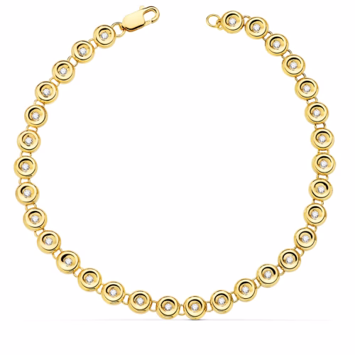 18k pulsera riviere oro amarillo 31 diamantes laboratorio 0,434 qts. vs2-g. ancho: 4,85 mm. largo: 19 cm